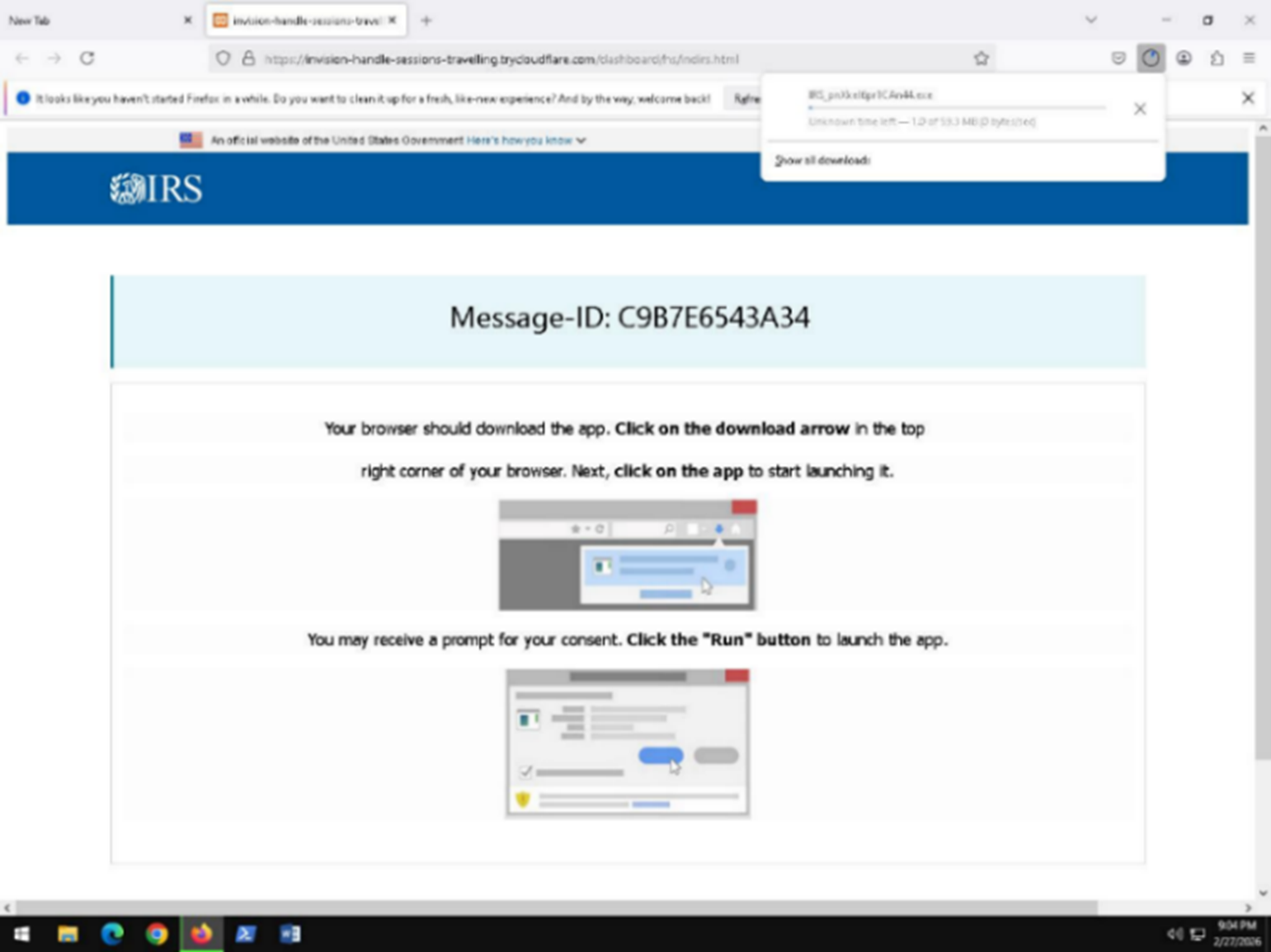 Figure 1 TryCloudflare RemotePC download page before IRS re-direct