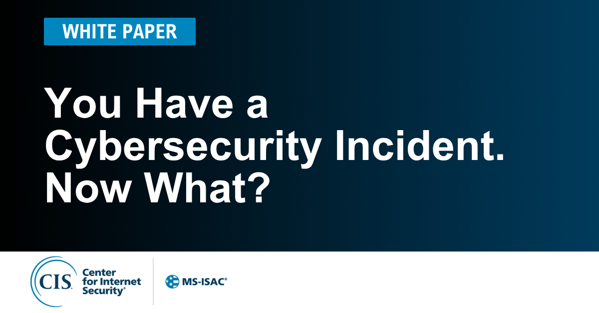 You Have a Cybersecurity Incident. Now What?