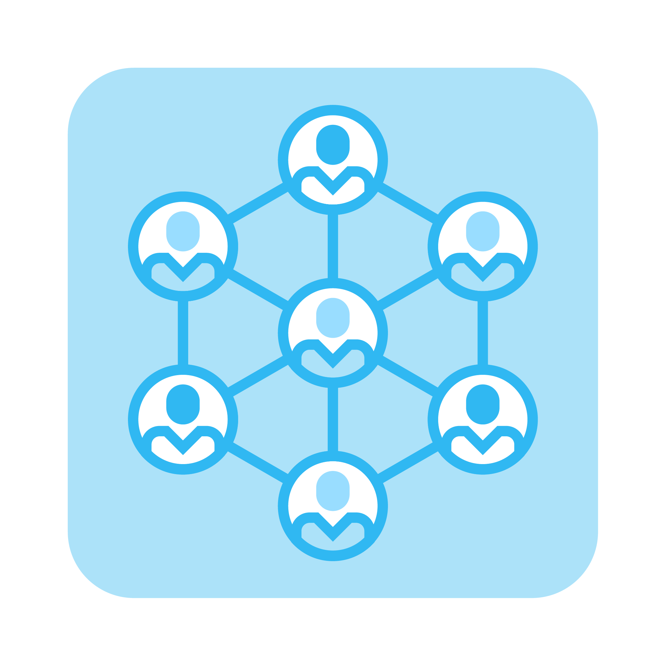 Connected users network illustrating information sharing and collaboration