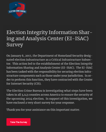 Copy of fraudulent email that was being used to trick EI-ISAC members. 