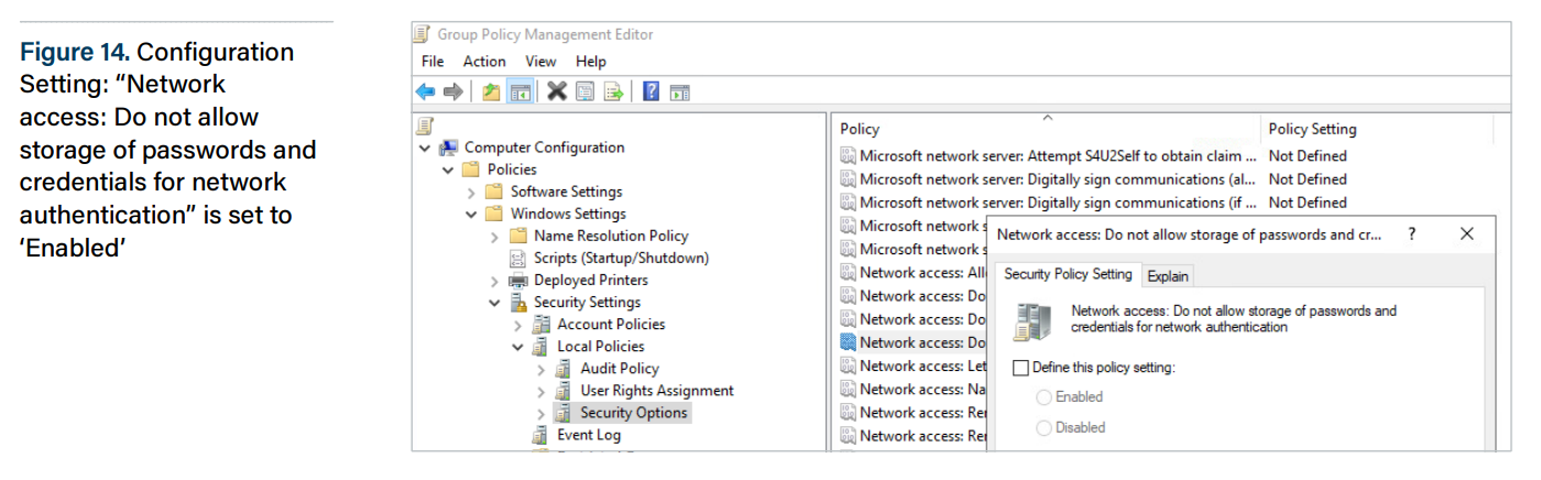 Screen shot of configuration setting for securing scheduled tasks