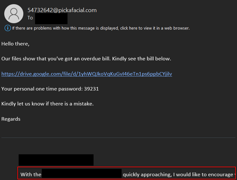 Example 1 of Malicious Link with Thread Hijacking