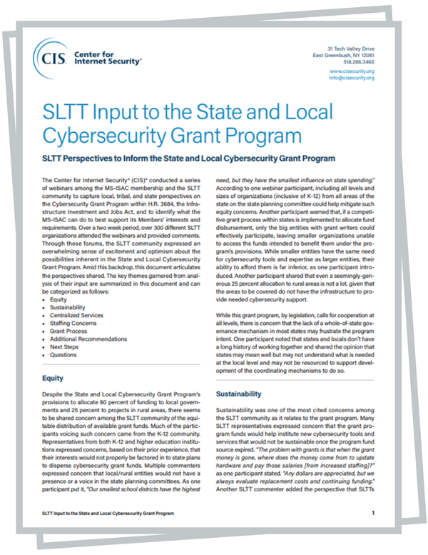 sltt input to state and local cybersecurity white paper