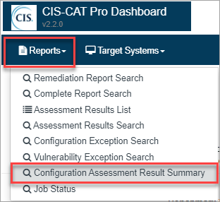 CIS-CAT Pro Assessor v4.7.0 Dashboard screenshot